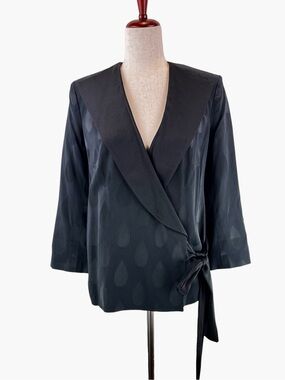 NEW French Connection All That Jazz Wrap Over Jacket Tie Waist Black Sz 6 NWT